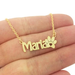 Collares personalizados con nombre de huella de perro para mujeres y hombres, colgante de Collar personalizado de acero inoxidable, regalo de joyería personalizada