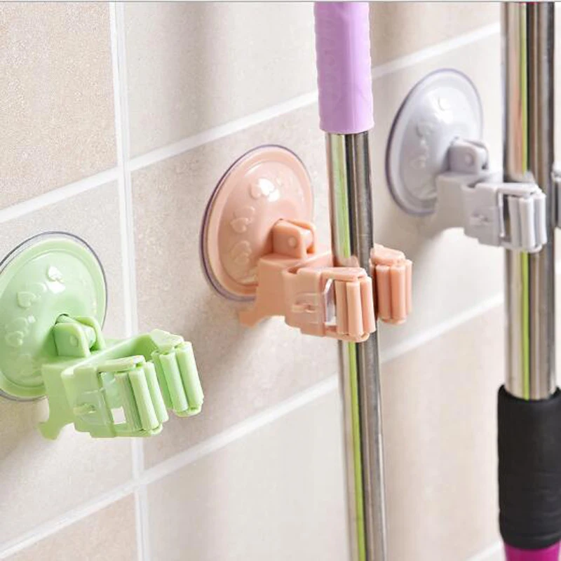 

5pcs Mop Hooks Traceless Hooks Wall Mounted Mop Holder Rack Brush Broom Hanger Hook Kitchen bathroom Hook Mop Clamp Shower Hook