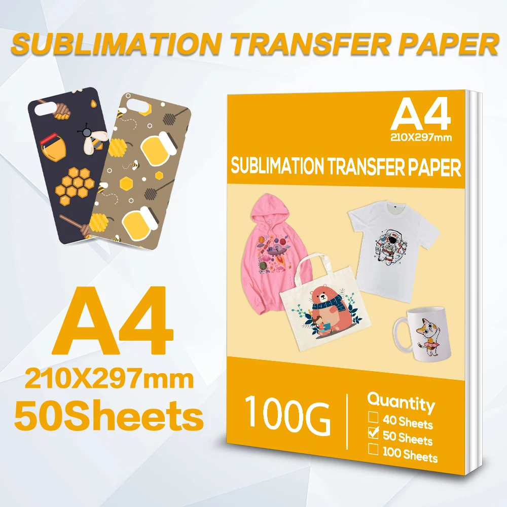 A4 50 Blätter Wärme Transfer Papier Sublimation Druck Papier für Polyester Baumwolle T-Shirt Hut Kappe Tasse für Inkjet Drucker Papier