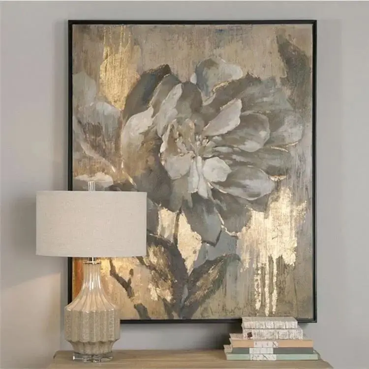 

Best Hand painted Palette golden Flower modern Oil Painting Canvas Paintings 3D Money Tree Wall Painting Cuadros Decoraction