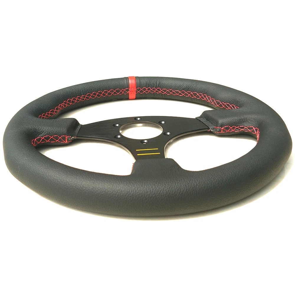 330mm 13インチ ユニバーサル フラット 本革 レーシング スポーツカー ステアリング ホイール