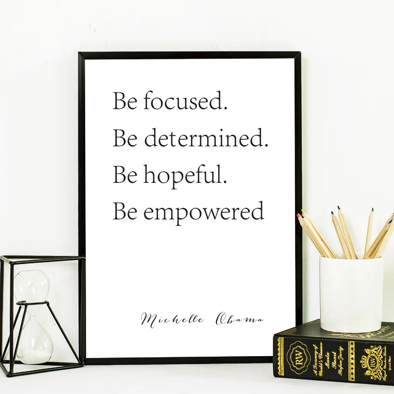 Michelle Obama Quote Art Prints , Feminist Inspirational Saying Poster ,Black White Canvas Painting Woman Gift Office Wall Decor