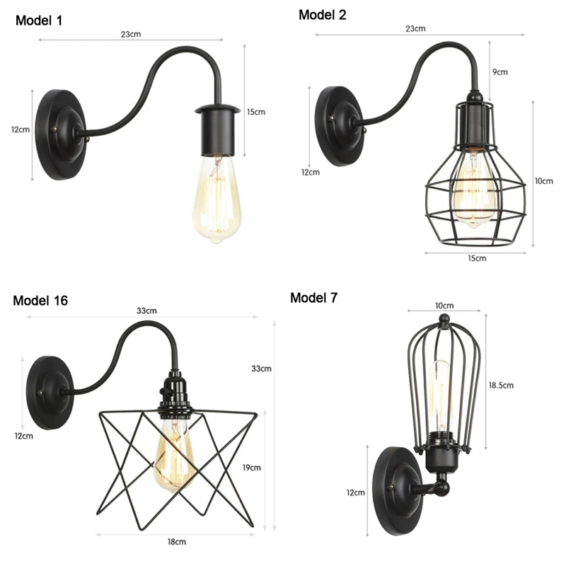 Simple Wall Lamp Vintage Iron Flexible Black/White Multiple Style Retro Decorative Lamps For Living Room Bedroom Bathroom