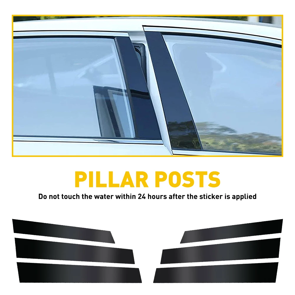 6pcs/Set For Honda CRV 2007 2008 2009 2010 2011 Black Car Exterior Door Window Pillar Posts Piano Cover Trim Decor Accessories