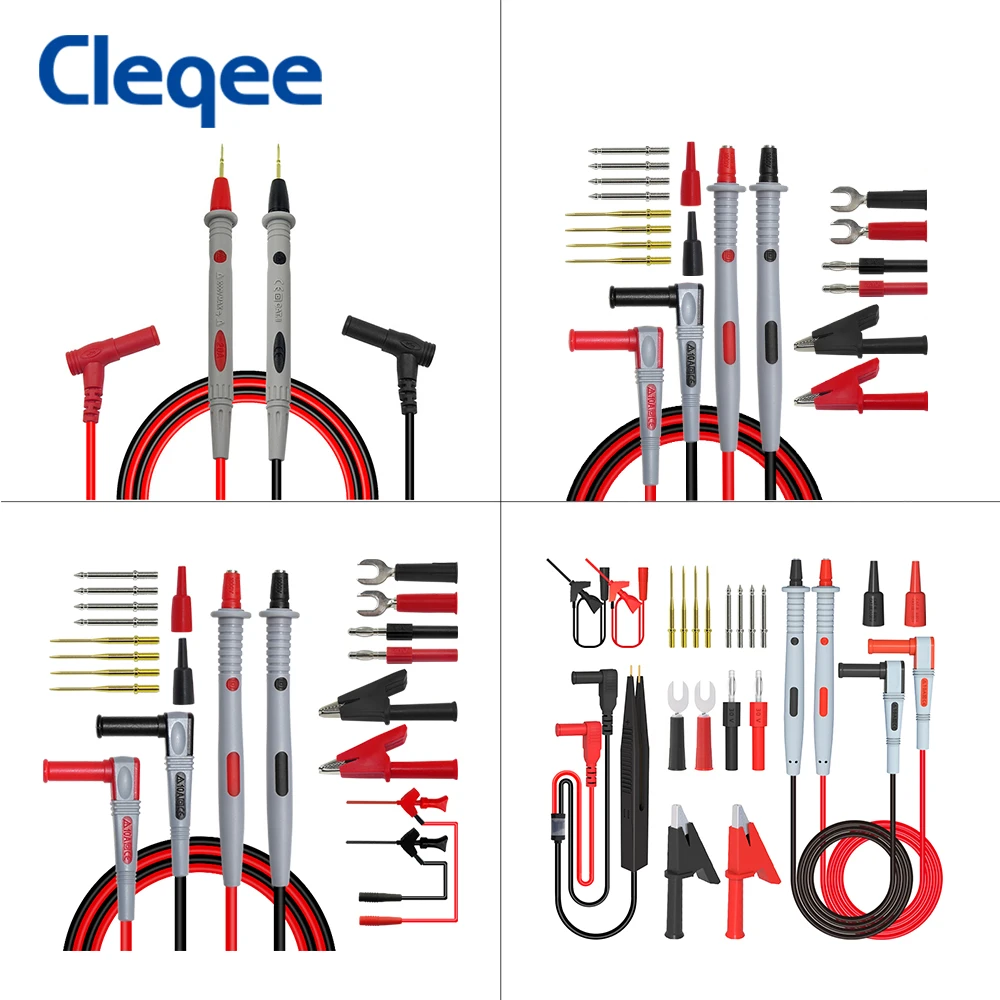 Cleqee-sondas de sonda para multímetro digital, kits de cables de prueba, agujas reemplazables