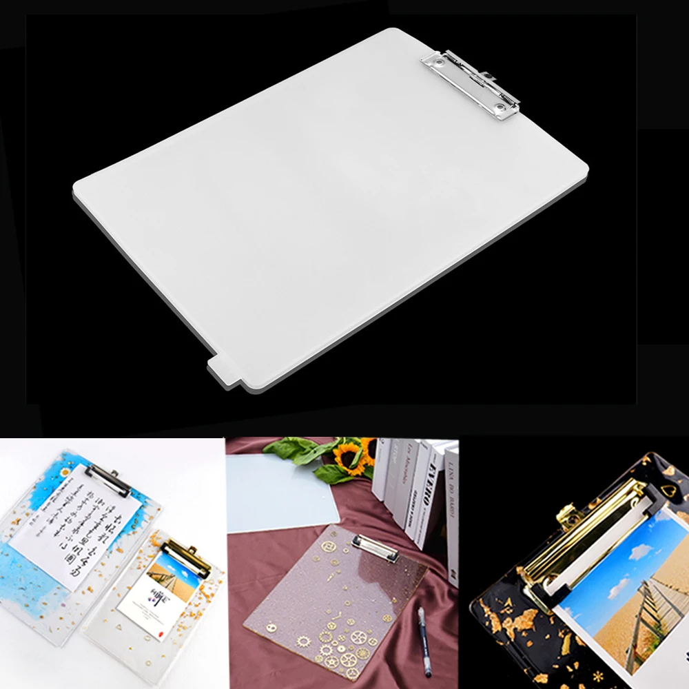 1Pcs A4 File Folder Artboard Resin Mold Crystal Epoxy Resin Drawing Board Silicone Mould for DIY UV Epoxy Folder Board Mold