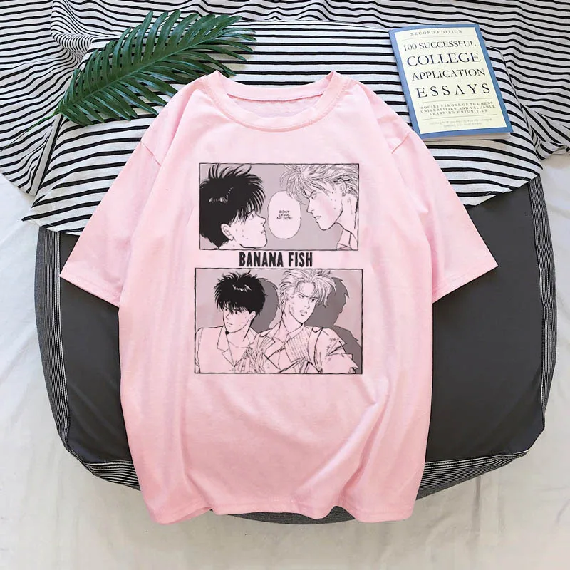 Women Anime Banana Fish Printed T Shirt Cartoon Harajuku Unisex Shirt Short Sleeve Tops Tees O-Neck Casual Tshirt Female T-shirt