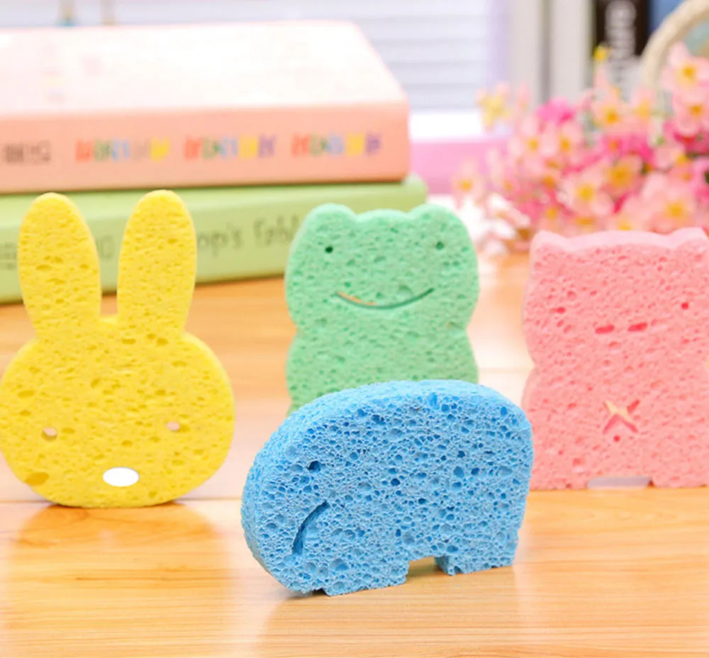 Baby Cute Animal Sponge Toys For Bathing, Natural Kids Infants, Toddler Bath Shower Time,Shapes Konjac Baby Bath Toys Tub Sponge