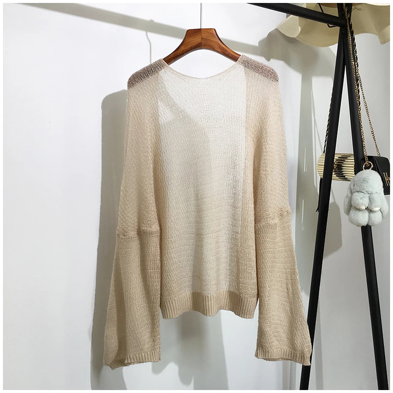 Women Knitted Summer Cardigan Casual Long Sleeve Open Stitch Female Thin Knitwear Ladies Loose Korea Plus Size Open Stitch Femme