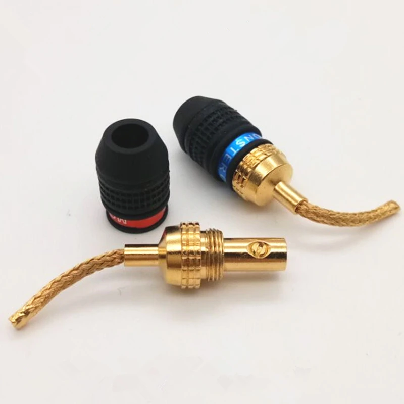 2 قطعة/الوحدة 2 مللي متر الوحش الأسلاك النحاسية مطلية بالذهب الموز التوصيل المتكلم سلك التوصيل مضفر سلك التوصيل موصل نوعية جيدة