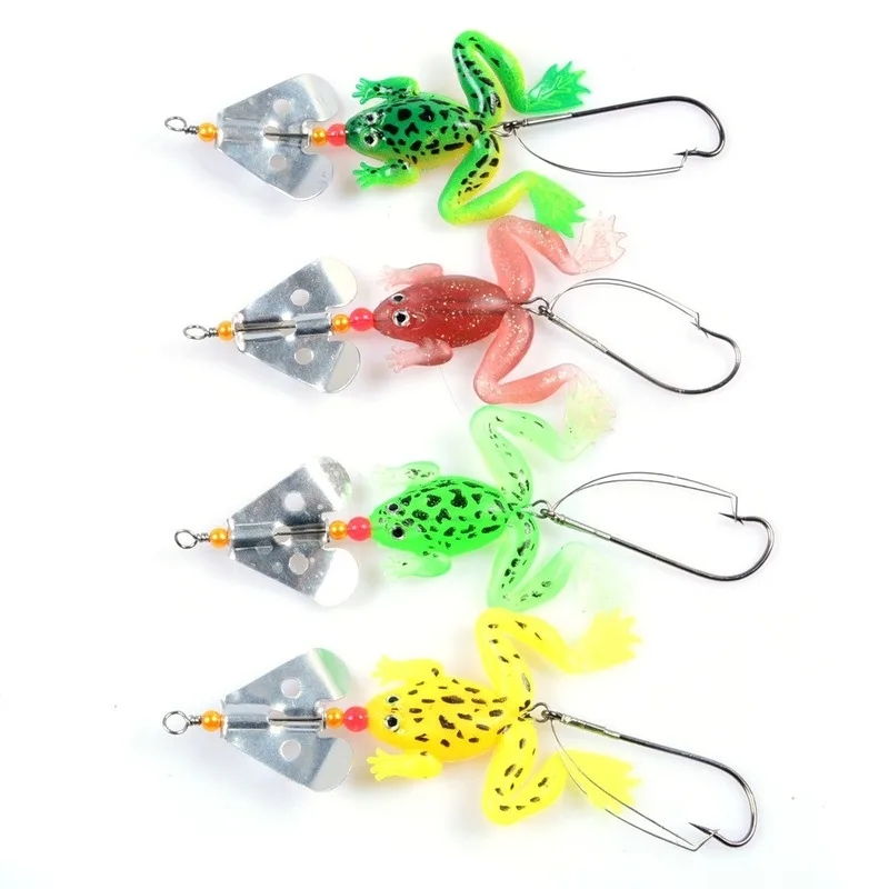 부드러운 낚시 미끼 가짜 개구리 4 색 품질 좋은 크랭크 베이트 미끼 후크 인공 Swimbait Wobblers 낚시 미끼, 1 개