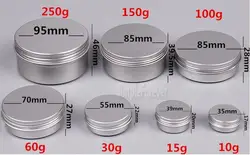 5 10 15 30 60 100 150 200 250 Ml Empty Aluminium Cosmetic Containers Pot Lip Balm Jar Tin for Cream Ointment Hand Cream Packagin