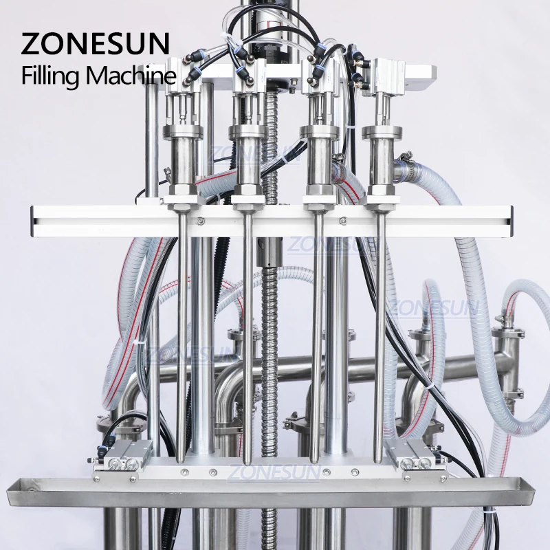 Zonesun-máquina de enchimento, para frascos e sabonetes comestíveis, automática, 4 bicos injetáveis, shampoo, óleo líquido
