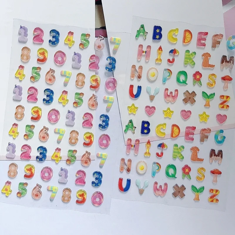 Korean Clear 3D Number Alphabet Stickers Cute Letter Sticker For Phone Diary Decoration DIY Scrapbooking Material Craft Supplies