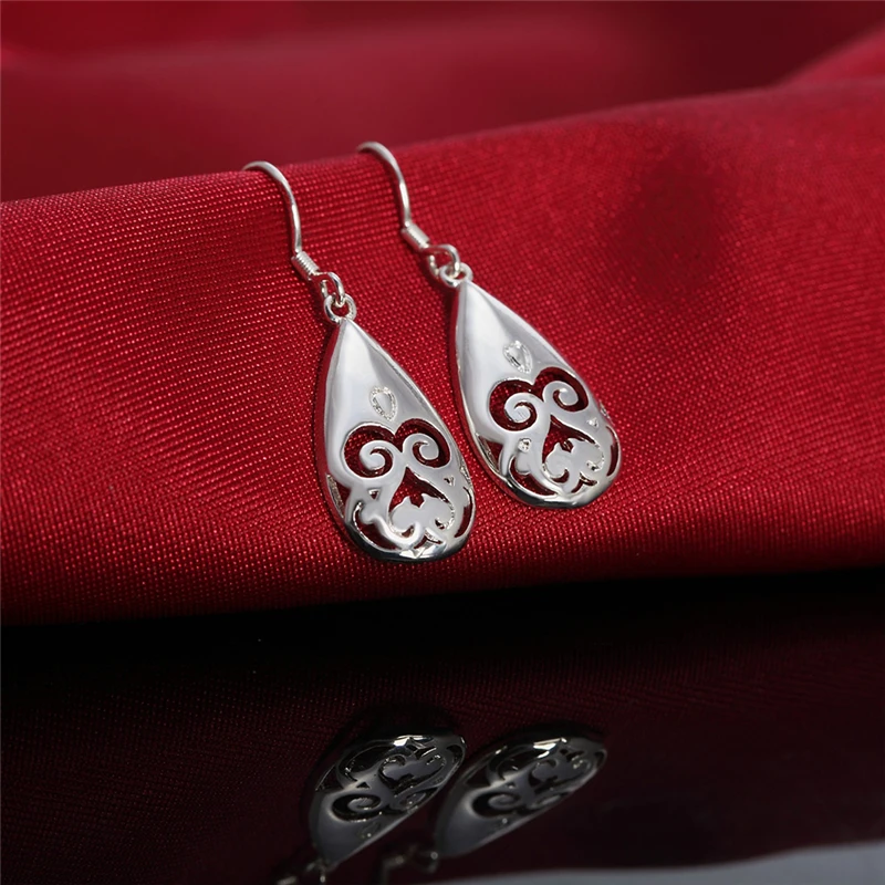 DOTEFFIL 925 Sterling Silver Grimace Water Droplets Drop Earring For Women Wedding Engagement Halloween Party  Jewelry