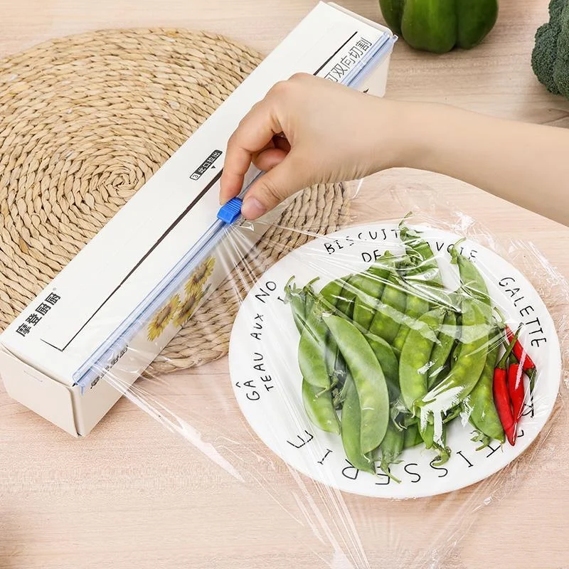 Reusable Food Wrap Cutter, Cling Film Cutter, Plastic Wrap Dispenser with Slide Cutter Smoothly Cutting, Home Kitchen Supply