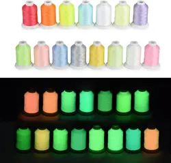 Simthread Glow in the Dark Thread Machine Embroidery Thread 15 Different Colors 550Y Each