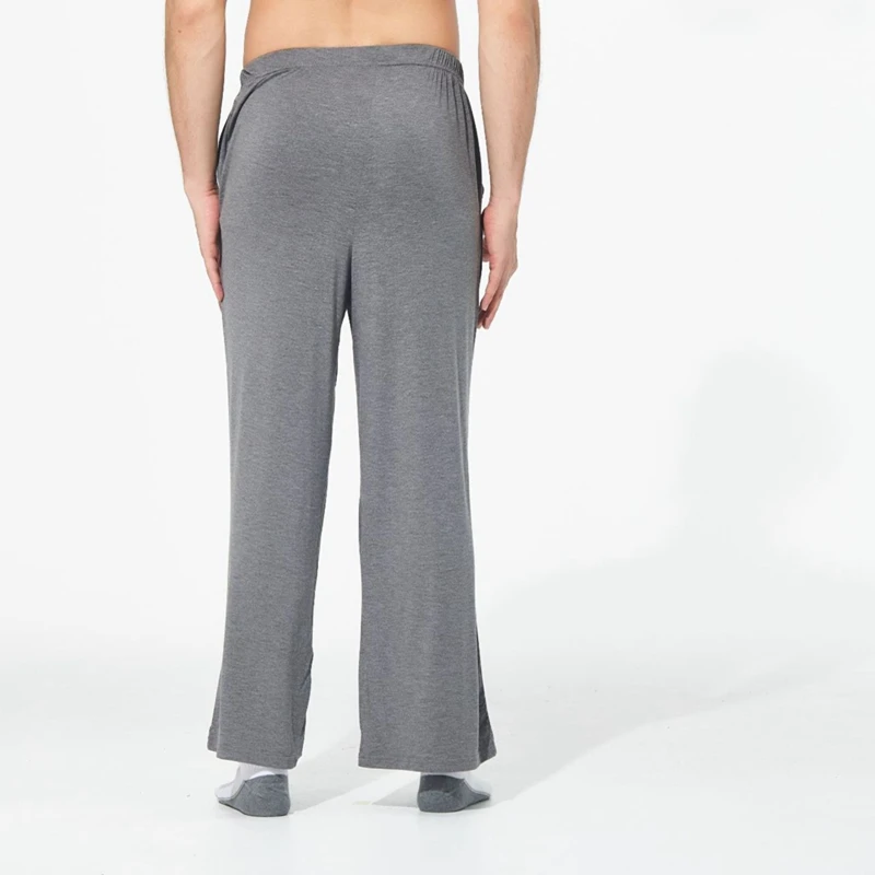 Pantalon de sommeil léger gris pour homme, vêtement de maison, ample, décontracté, à jambes larges, haute qualité, printemps et été