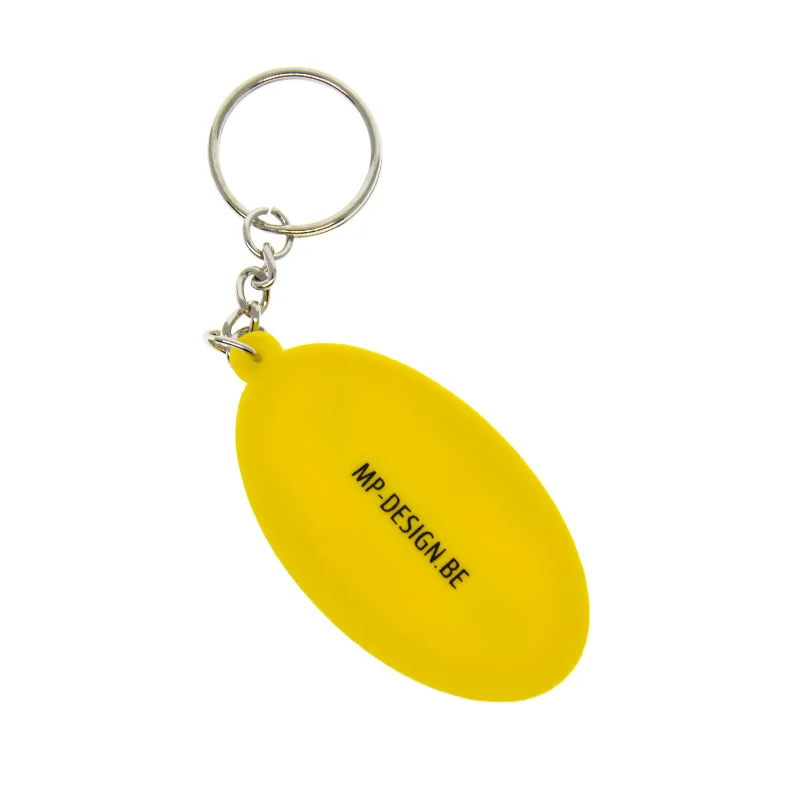 Individuell gestalteter ovaler 2D-Schlüsselanhänger aus weichem PVC mit Metallring – Detail 2