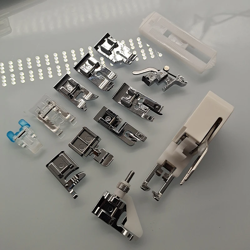 INNE 1/Set Sewing Machine Presser Foot Press For Brother Singer Kit Braiding Blind Stitch OverLock Zipper Ruler Parts