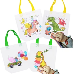 Double Sides Drawing Bags Children Kids Handmade Art Carft Painting Cartoon Animal Unicorn Dinosaur Non-Woven Color Filling Toys