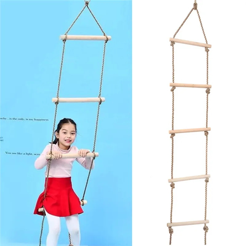 Five Wooden Rope Ladder Children Climbing Toy Kids Sport Rope Swing Fitness Equipment Great Toy For Your Kids To Play And Relax