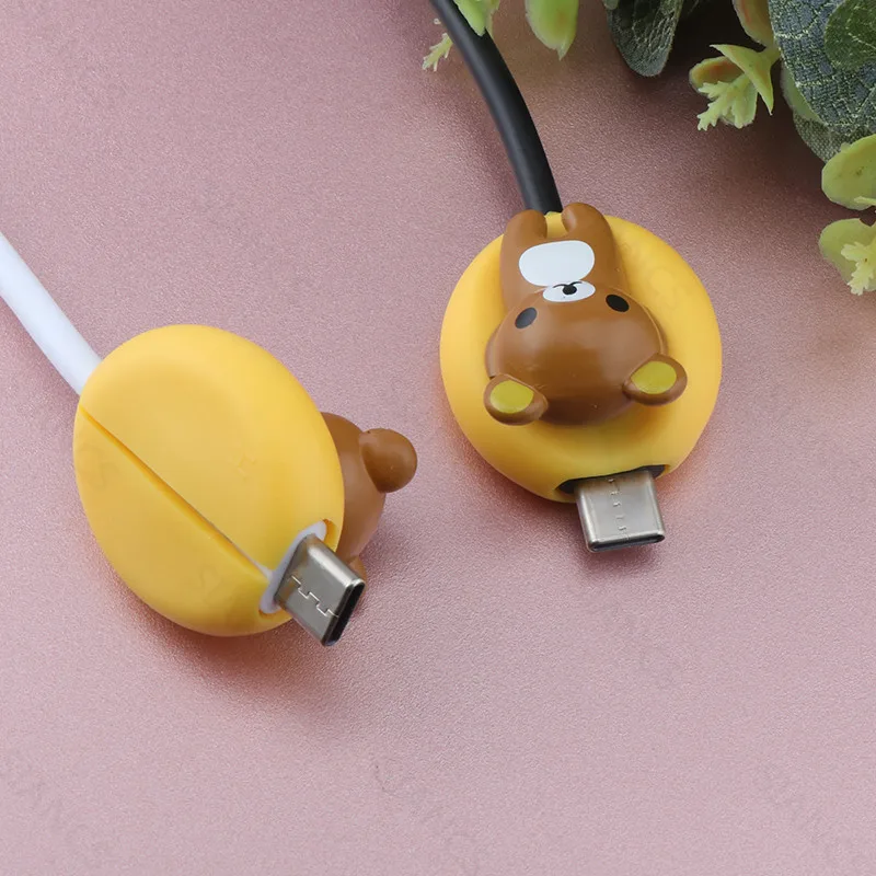 Animal Type C Cable Protector Cute Cartoon Data Line Cord Lovely Silicone USB C Cable Protector Organizer Winder Cover