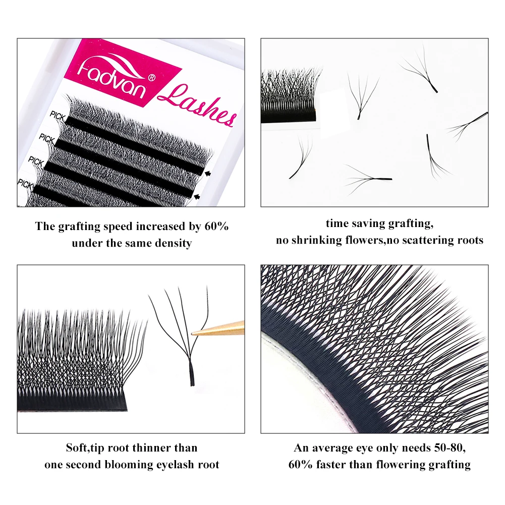 Fadvan 4D W Shaped Lashes Wholesale 10pcs Faux Mink Premade Volume Fans W Style Eyelash Comfortable Soft Natural Volume Lash