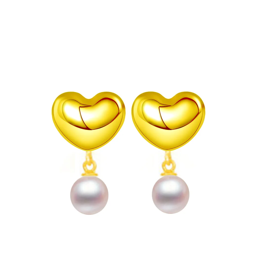 

MADALENA SARARA 18K Gold Akoya Pearl Women Earring Heart Dangle Design 7.5-8.0mm Pearl Earring