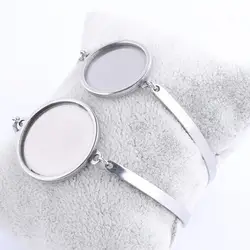 5pcs Fit 20mm 25mm Cabochon Bracelet Base Settings Stainless Steel Cuff Bracelets Bezel Blanks For Jewelry Making Findings