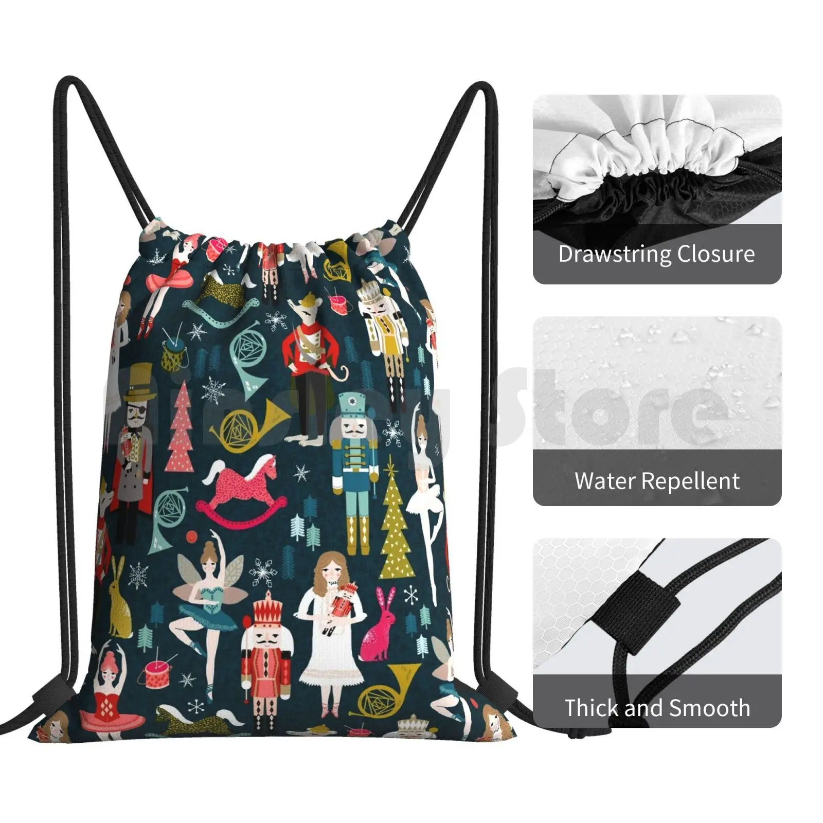 Nutcracker Ballet By Andrea Lauren Backpack Drawstring Bag Riding Climbing Gym Bag Tchaikovsky Ballet Dance Dancer Dancing