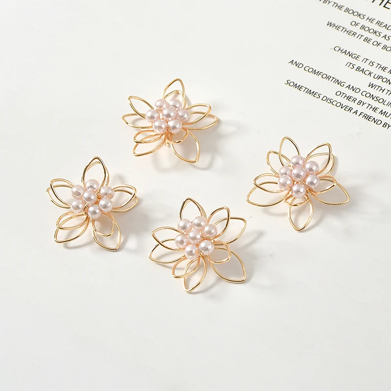 Min order 20pcs/lot beads core cartoon flowers shape Winding copper florals diy jewelry earring/garment accessory