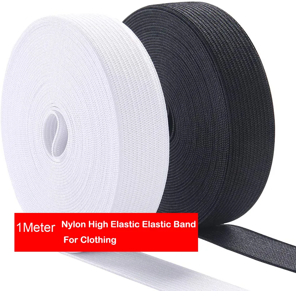 1 metr długość 15-60MM biały czarny Nylon gumką elastan pas wykończenia taśmy szycie ubrań Flex przewód na spodenki spódnica Trouse