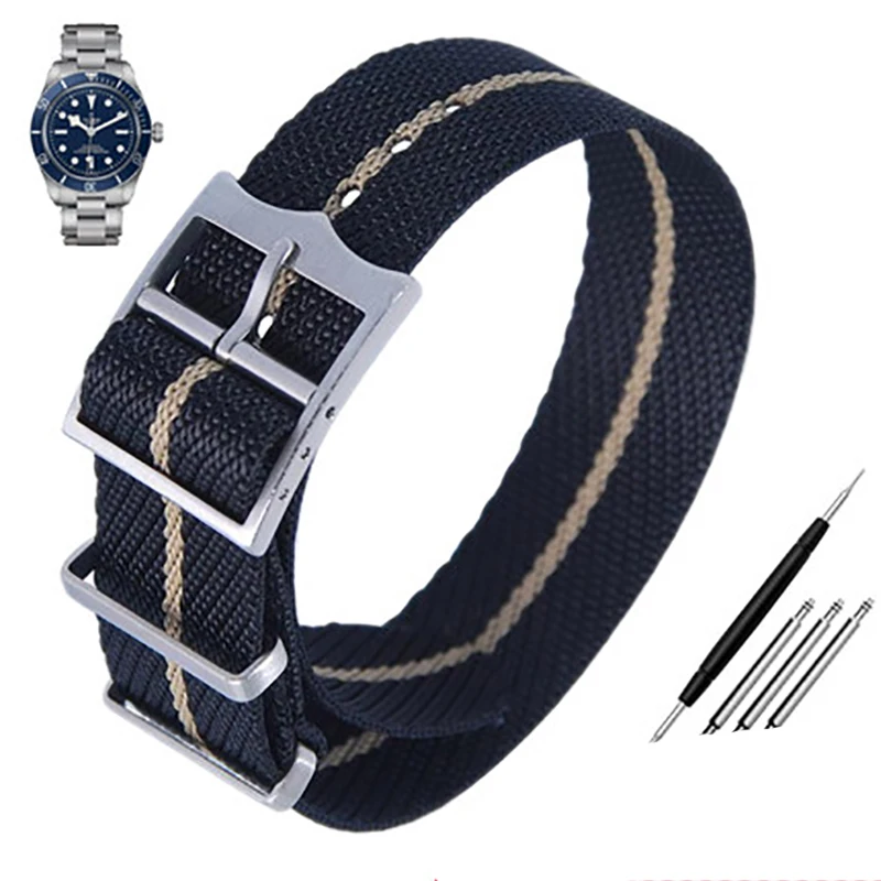 Strap For Tudor Seiko Fabric Watch Band One Piece Single Pass Adjustable Slanted Bracelet Sport Wristband 20mm 22mm