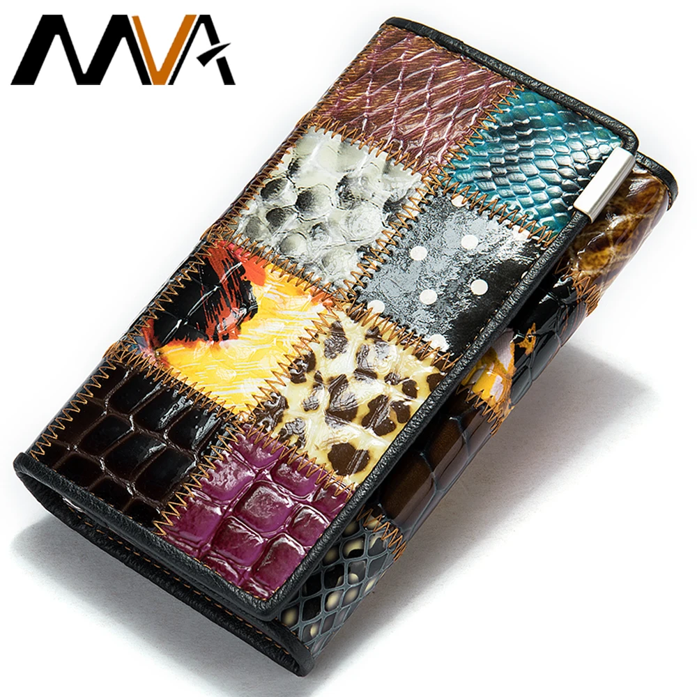 MVA Woman Purse Small Women Wallet Genuine Leather Female Wallets Fashion Hasp Portfel Rfid Card Holder Patchwork Portomonee 544