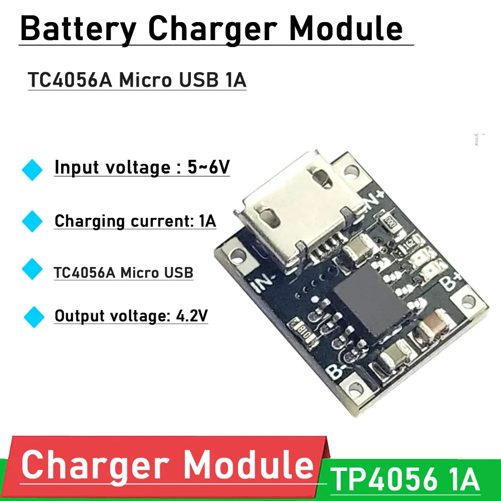 TP4056 1A شحن وحدة المصغّر USB خلية واحدة 3.7 فولت 18650 شاحن بطارية ليثيوم مجلس امدادات الطاقة حماية التيار الزائد