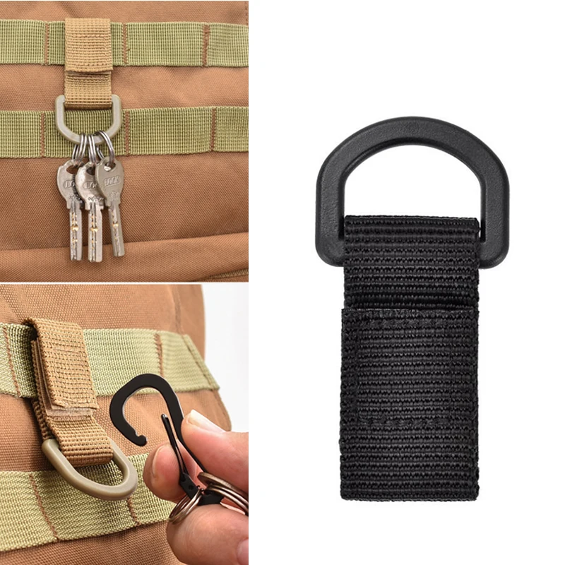 1pc Nylon Molle Webbing Belt Buckle Key Holder Outdoor Camping Carabiner Multifunctional Backpack Hanging Hook Clip Clamp Buckle