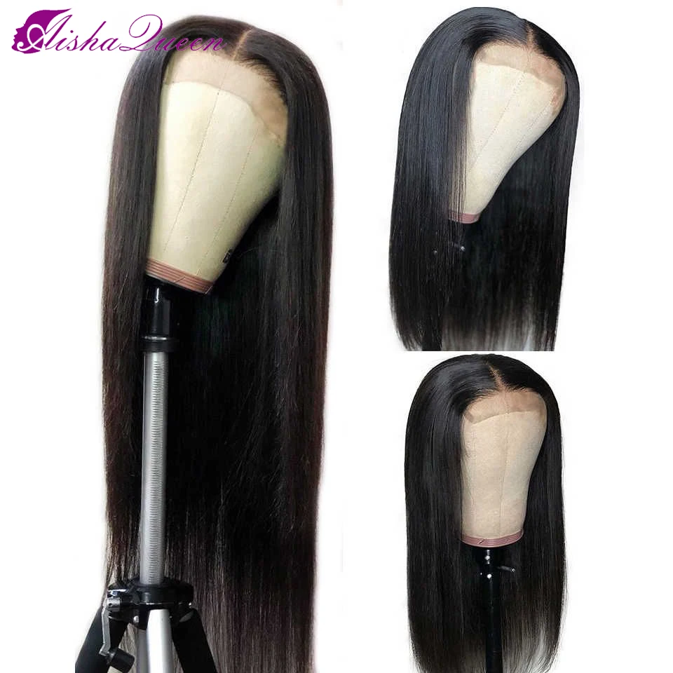 Aisha Wig Penutup 4X4 Ratu Wig Penutup Renda Wig Depan Renda Lurus Wig Renda 150% Wig Rambut Manusia Peru Wig Penutup