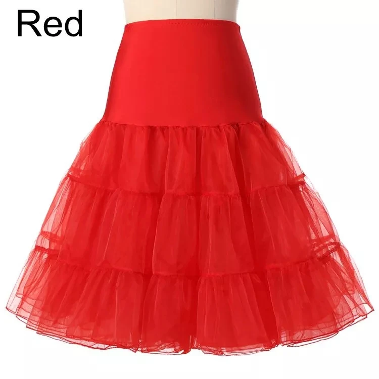 Rok pengantin Organza pendek Halloween Crinoline Vintage merah rok untuk gaun pernikahan rok dalam Rockabilly Tutu