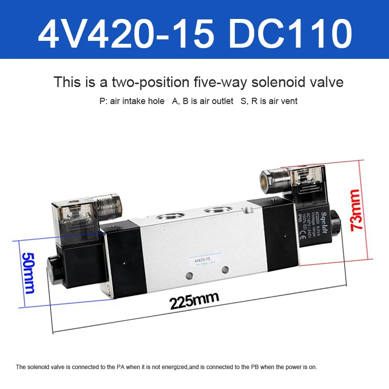 1 pc Pneumatic High-quality AirTAC Type pneumatic solenoid valve 4V120-06/4V220-08/4V320-10/4V420-15 double head five-way