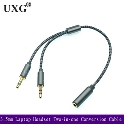 Zestaw słuchawkowy do laptopa 3.5mm 2 do 1 przewód do konwersji mikrofon do telefonu komórkowego Audio 3.5mm 1 do 2 rozszerzenie Adapter konwerter PC przewód 25cm