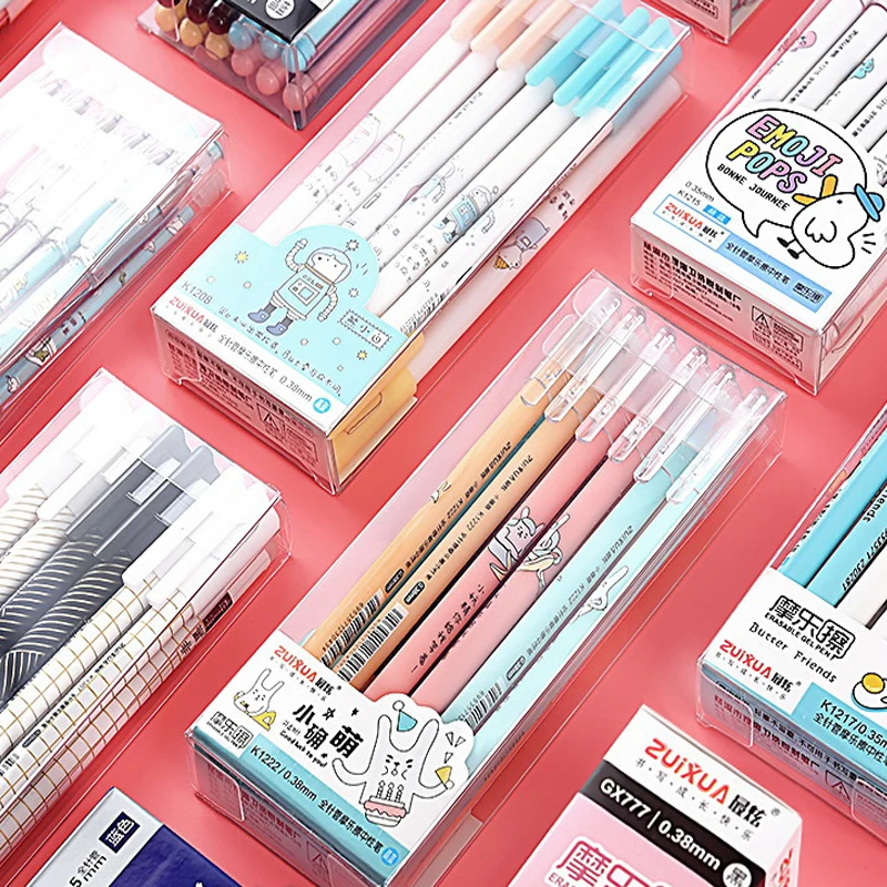 3pcs/4pcs/lot Erasable Pen 0.38mm Black Blue Ink Refill Cute Gel Pens Set Ballpoint Pen Writing School Office Kawaii Stationery
