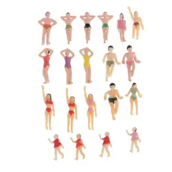 20-Pack 1.4 cala miniaturowe plażowe stroje kąpielowe ludzie figurki Model pociągu Diorama Scenics zestaw do budowania 1:50 Model plaża tłum rysunek