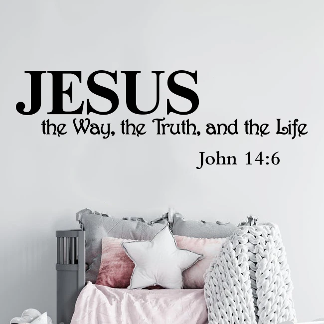 Jesus The Way The Truth and The Life John 14:6 Wall Sticker Christian Bible Verse Inspirational Quote Wall Decal Bedroom