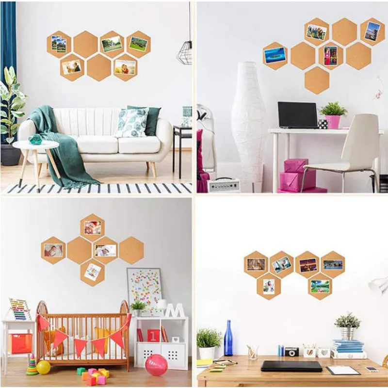 Hexagon Square Cork Board Message Board Photo Wall Adhesive Self-adhesive Background Wall Publicity Column Cork Wall Sticker