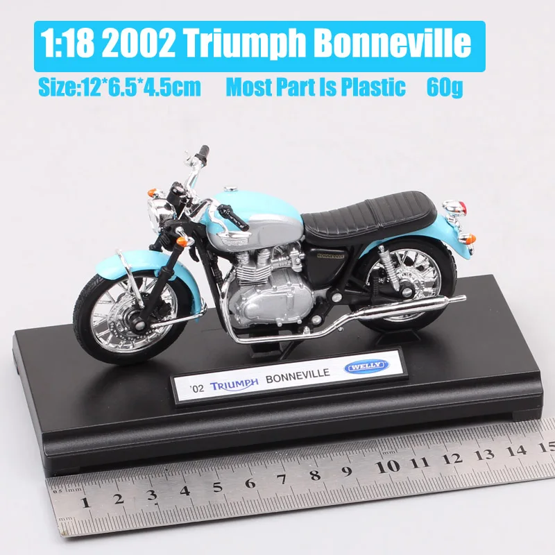 1/18 Scale Welly Mini Triumph Bonneville 2002 Retro Cafe Racers Motorcycle Model Diecasts & Toy Vehicle Of Replicas Bike Gifts