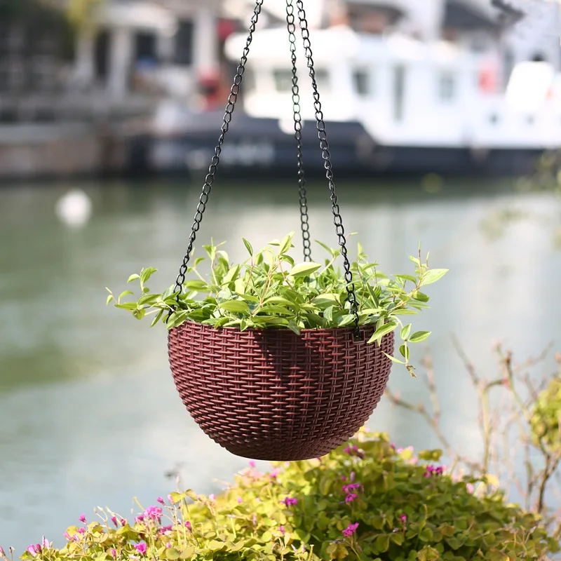 

Flower Pot Hanging Basket Hang Plant Outdoor Countyard Garden Plant Home Lazy From Water Absorption Hydroponics Hanging Basin