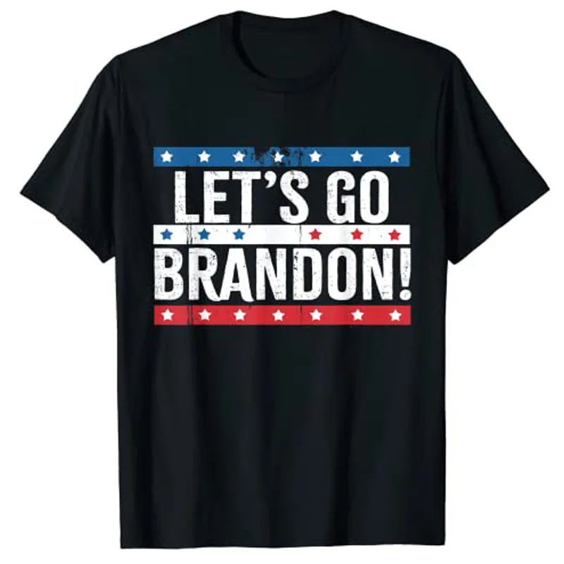 Lets Go Brandon Us Flag Colors Vintage T-Shirt Men Clothing Graphic Tees