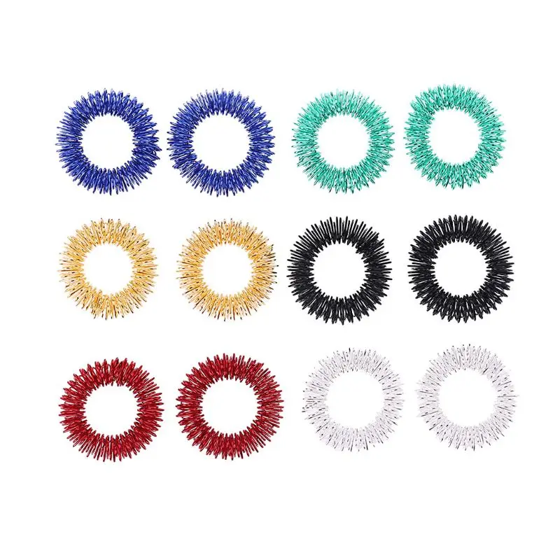 

12PCS Spiky Sensory Finger Acupressure Ring Fidget Toy For Kids Adults Silent Stress Relief Massager Helps With Focus ADHD Autis