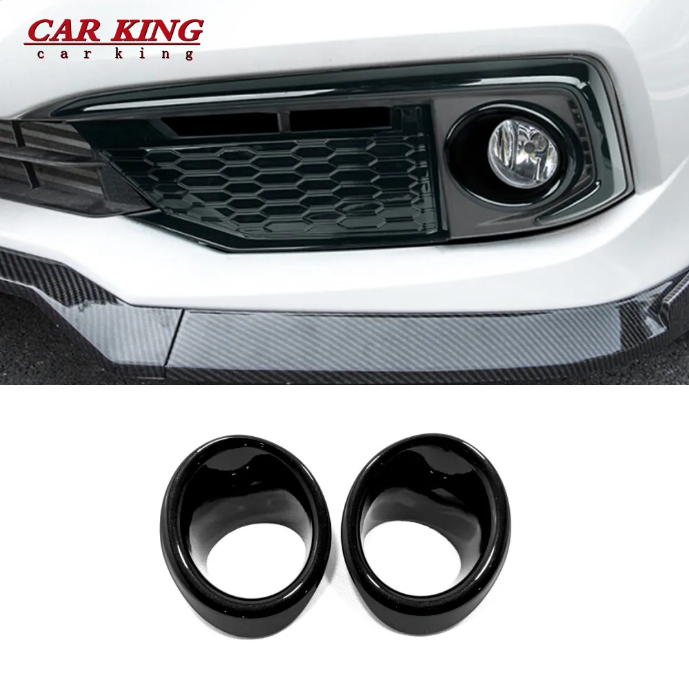 For Honda Civic 10th sedan 2019 2020 ABS Glossy Black Front Fog Light Lamp Bumper Protector Cover foglight Eyebrow Eyelid Trim